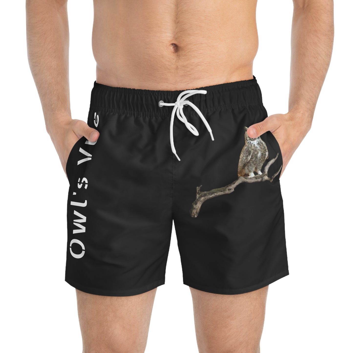 Owl's Vue Swim Trunks - Comfortable Beachwear for Nature Lovers