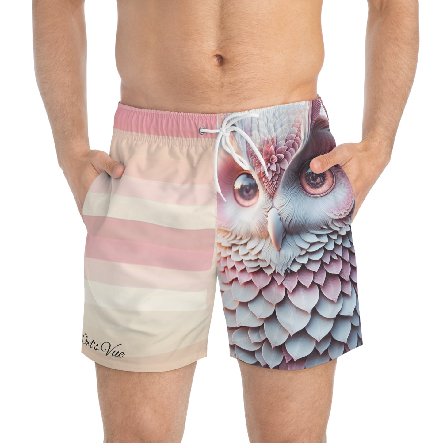 Owl's Vue Pink Striped Graphic Summer Shorts