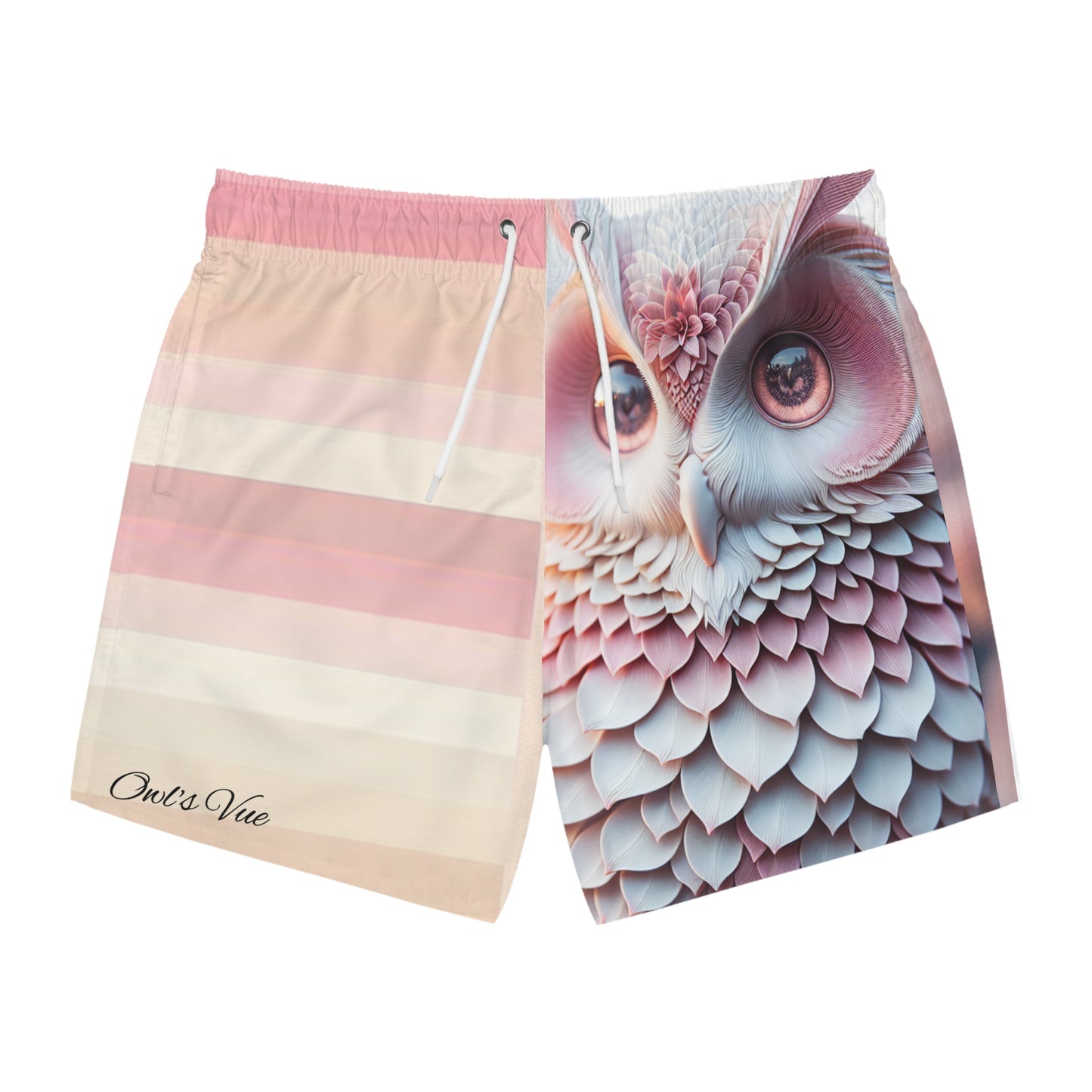 Owl's Vue Pink Striped Graphic Summer Shorts